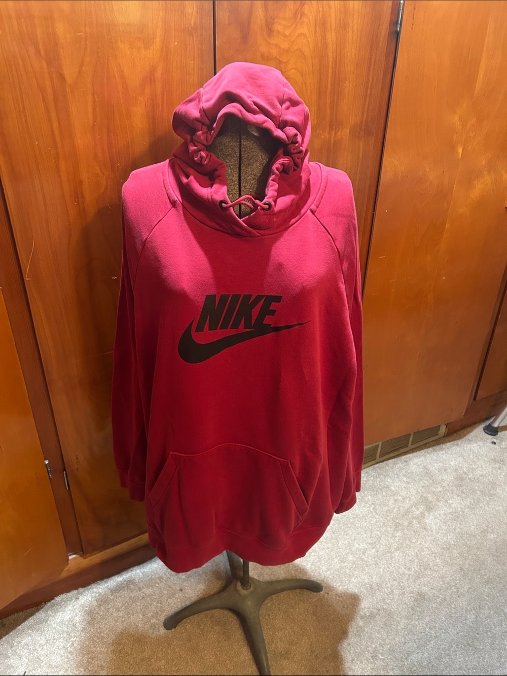 Nike Men's Maroon Zip-Up Sweater with Black Logo